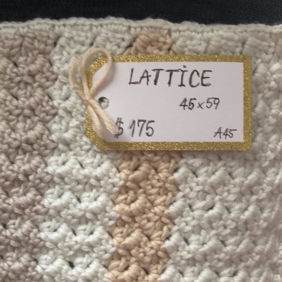 NEW handmade crochet blanket/afghan “LATTICE” cream/beige neutral colors 45”x59” - Picture 4 of 6